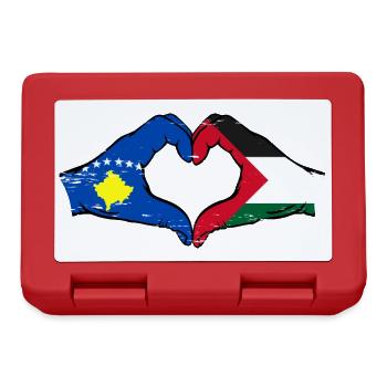 Kosovo Palestine Drapeau Mains Coeur Forme Utilisé - Boîte à goûter - rouge - Devant
