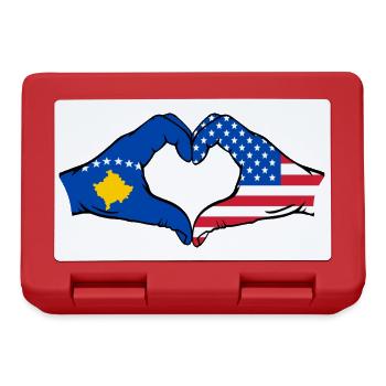 Kosovo USA Flagge Hände Herzform - Brotdose - Rot - Vorne