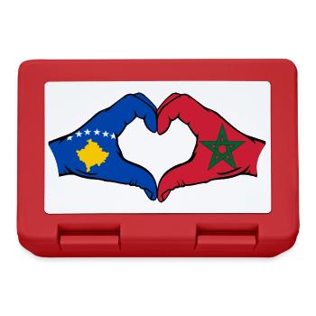 Kosovo Maroc Drapeau Mains Coeur Forme - Boîte à goûter - rouge - Devant