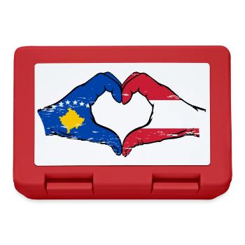 Kosovo Austria Flag Hands Heart Shape Used - Lunchbox - red - Front