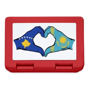 Kosovo Kazakhstan Drapeau Mains Coeur Forme - Boîte à goûter - rouge - Devant