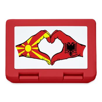 Macedonia Albania Flag Hands Heart Shape - Lunchbox - red - Front