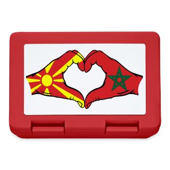 Mazedonien Marokko Flagge Hände Herzform - Brotdose - Rot - Vorne