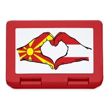 Macédoine Autriche Drapeau Mains Coeur Forme - Boîte à goûter - rouge - Devant