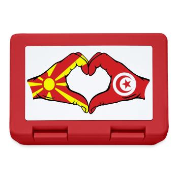 Macédoine Tunisie Drapeau Mains Coeur Forme - Boîte à goûter - rouge - Devant