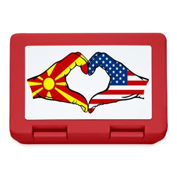 Macedonia United States Flag Hands Heart Shape - Lunchbox - red - Front