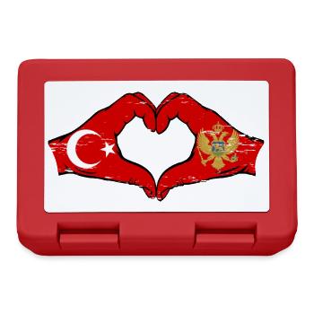 Türkei Montenegro Flagge Hände Herzform used - Brotdose - Rot - Vorne