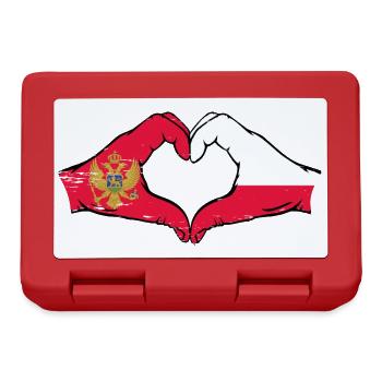 Montenegro Poland Flag Hands Heart Shape Used - Lunchbox - red - Front