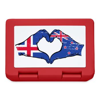 Islande Nouvelle-Zélande drapeau mains coeur utilisé - Boîte à goûter - rouge - Devant