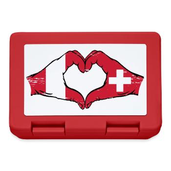 Peru Switzerland Flag Hands Heart Shape Used - Lunchbox - red - Front