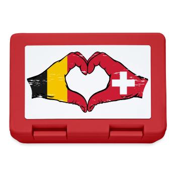 Belgique Suisse Drapeau Mains Coeur Forme Utilisé - Boîte à goûter - rouge - Devant