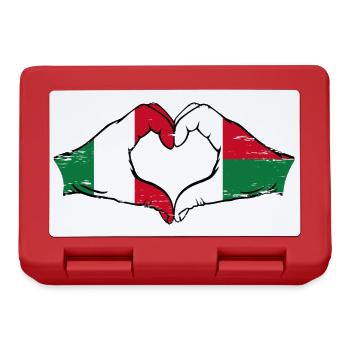 Italien Madagaskar Flagge Hände Herzform used - Brotdose - Rot - Vorne