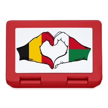 Belgien Madagaskar Flagge Hände Herzform - Brotdose - Rot - Vorne