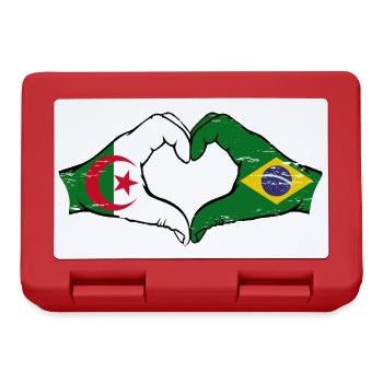 Algeria Brazil Flag Hands Heart Shape Used - Lunchbox - red - Front