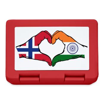 Norwegen Indien Hände Herzform - Brotdose - Rot - Vorne