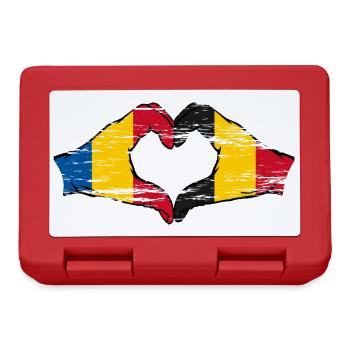 Romania Belgium hands heart shape used - Lunchbox - red - Front