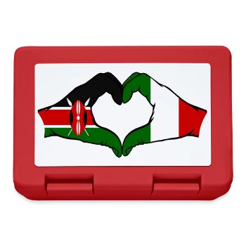 Kenia Italien Hände Herzform - Brotdose - Rot - Vorne