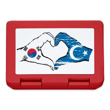 South Korea Uyghur hands heart shape used - Lunchbox - red - Front