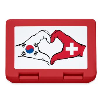 Südkorea Schweiz Hände Herzform - Brotdose - Rot - Vorne