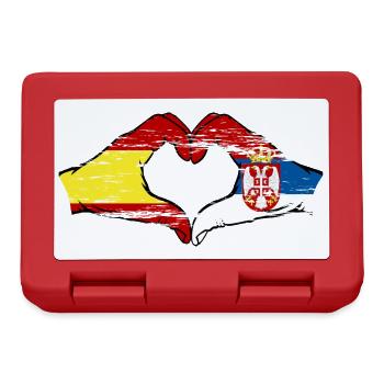 Espagne Serbie drapeau forme de coeur utilisé - Boîte à goûter - rouge - Devant