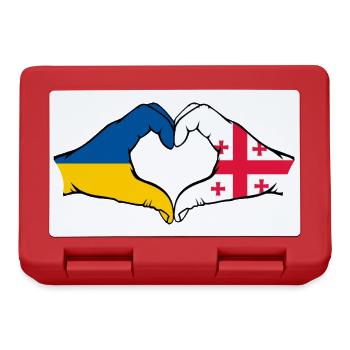 Ukraine Georgia Flag Hands Heart Shape - Lunchbox - red - Front