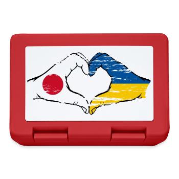 Japan Ukraine Flag Hands Heart Shape Used - Lunchbox - red - Front