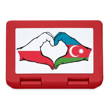 Poland Azerbaijan Flag Hands Heart Shape - Lunchbox - red - Front