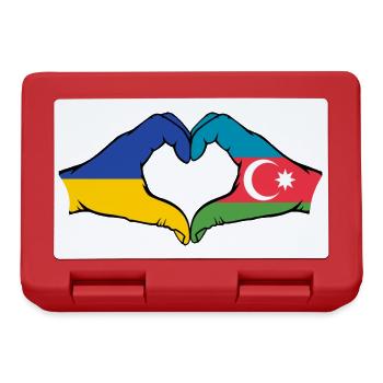 Ukraine Azerbaijan Flag Hands Heart Shape - Lunchbox - red - Front