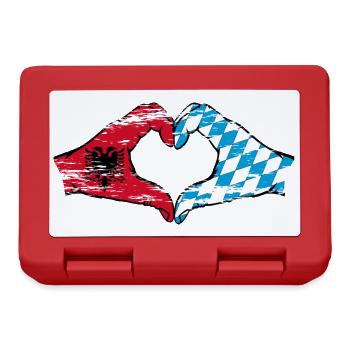 Albania Bavaria Flag Hands Heart Shape Used - Lunchbox - red - Front