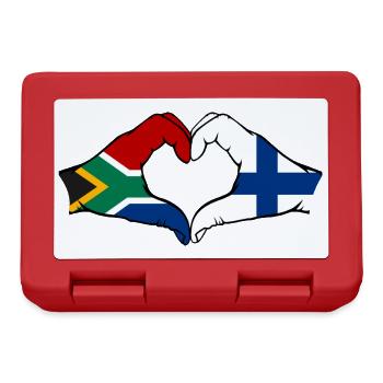 Afrique du Sud Finlande Drapeau Mains Coeur Forme - Boîte à goûter - rouge - Devant