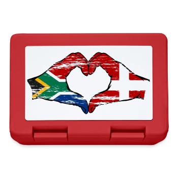 Südafrika Dänemark Flagge Hände Herzform used - Brotdose - Rot - Vorne