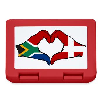 Südafrika Dänemark Flagge Hände Herzform - Brotdose - Rot - Vorne