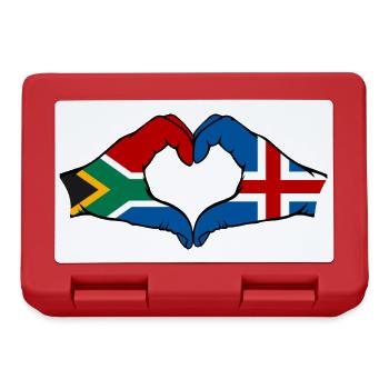 Afrique du Sud Islande Drapeau Mains Coeur Forme - Boîte à goûter - rouge - Devant