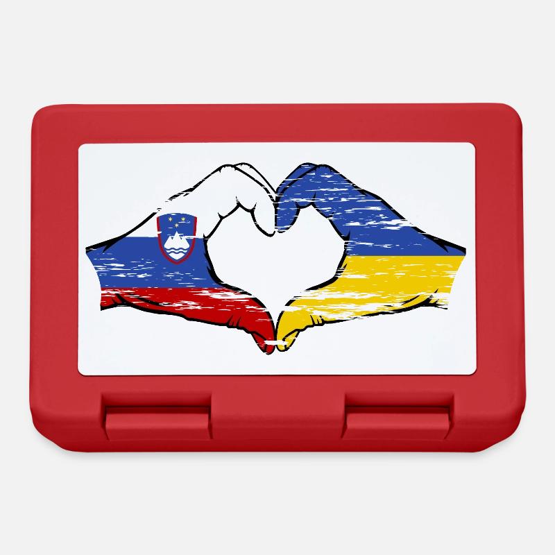 Slovénie Ukraine drapeau mains forme de coeur utilisé - Boîte à goûter - rouge