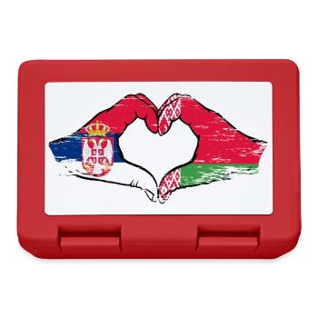 Serbien Belarus Flagge Hände Herzform used - Brotdose - Rot - Vorne