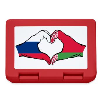 Russland Belarus Flagge Hände Herzform - Brotdose - Rot - Vorne