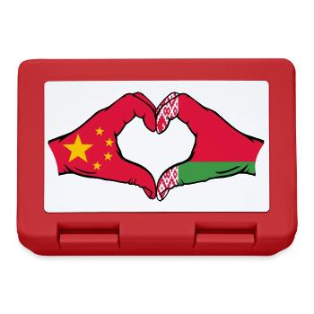 China Belarus Flagge Hände Herzform - Brotdose - Rot - Vorne