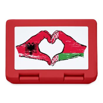 Albanie Biélorussie Drapeau Mains Coeur Forme Utilisé - Boîte à goûter - rouge - Devant