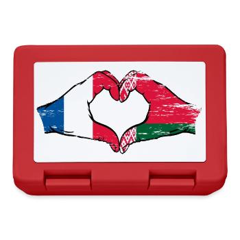 Frankreich Belarus Flagge Hände Herzform used - Brotdose - Rot - Vorne