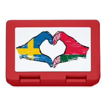 Schweden Belarus Flagge Hände Herzform used - Brotdose - Rot - Vorne