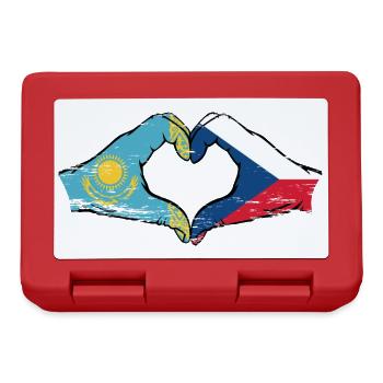 Kazakhstan Czech Republic Flag Hands Heart Shape Used - Lunchbox - red - Front