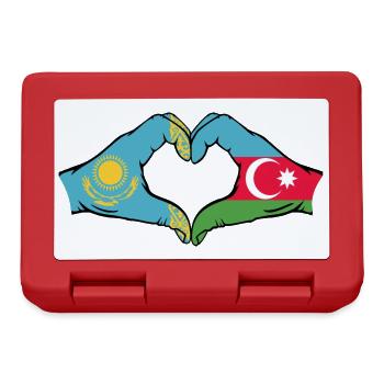 Kazakhstan Azerbaijan Flag Hands Heart Shape - Lunchbox - red - Front