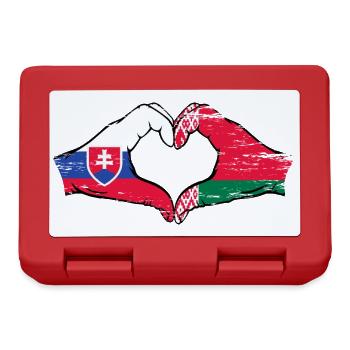 Slovaquie Biélorussie drapeau mains forme de coeur utilisé - Boîte à goûter - rouge - Devant