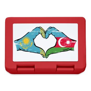 Kazakhstan Azerbaijan Flag Hands Heart Used - Lunchbox - red - Front