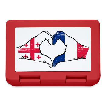 Georgien Frankreich Flagge Hände Herzform used - Brotdose - Rot - Vorne