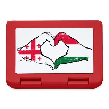 Géorgie Hongrie drapeau mains forme de coeur utilisé - Boîte à goûter - rouge - Devant