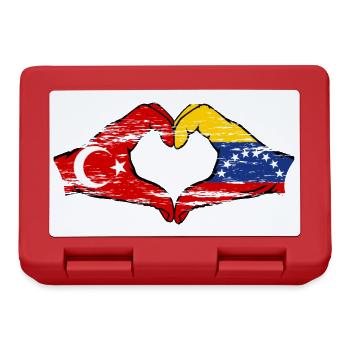 Türkiye Venezuela Flag Hands Heart Shape used - Lunchbox - red - Front