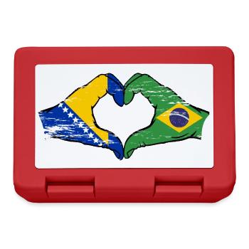 Bosnia Brazil Flag Hands Heart Shape Used - Lunchbox - red - Front