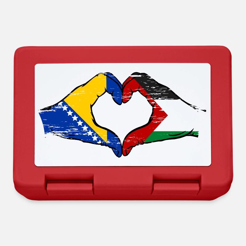 Bosnie Palestine drapeau mains forme de coeur utilisé - Boîte à goûter - rouge