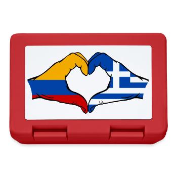 Colombia Greece Flag Hands Heart Shape - Lunchbox - red - Front